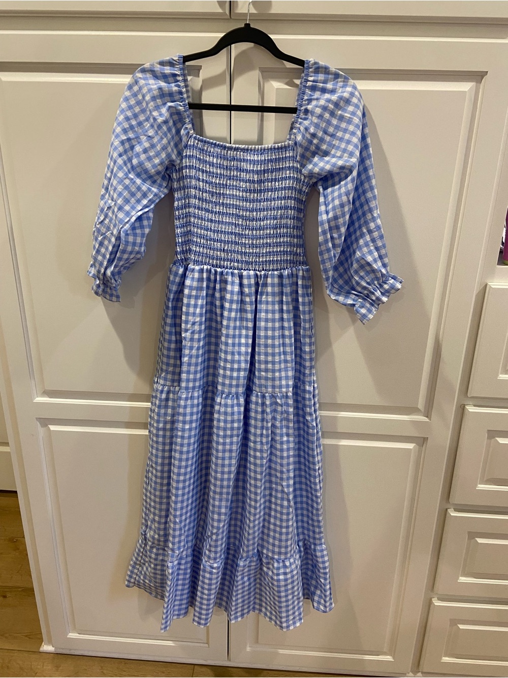 Amazon Blue and White Gingham Maxi Dress